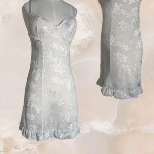 RAMPAGE Lingerie Lace Babydoll Nightie White Padded Bra Dress Y2K Sz M Medium